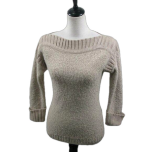 Moda International Taupe 3/4 Sleeve Wool Blend Sweater Size Medium